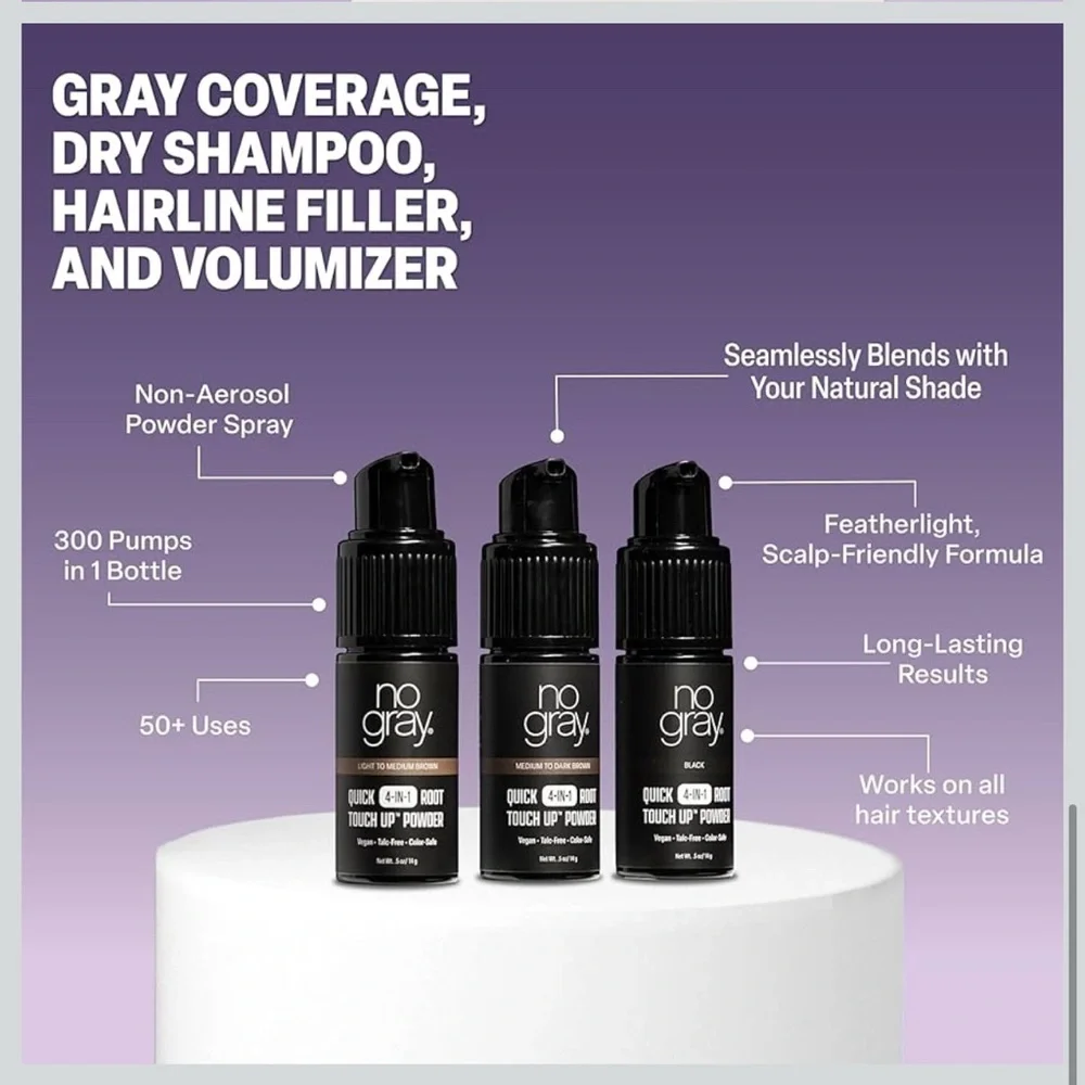 No Gray Black Quick 4-in-1 Root Touch Up Powder